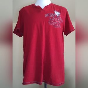Guess Men's Short Sleeve Red Sport Shirt